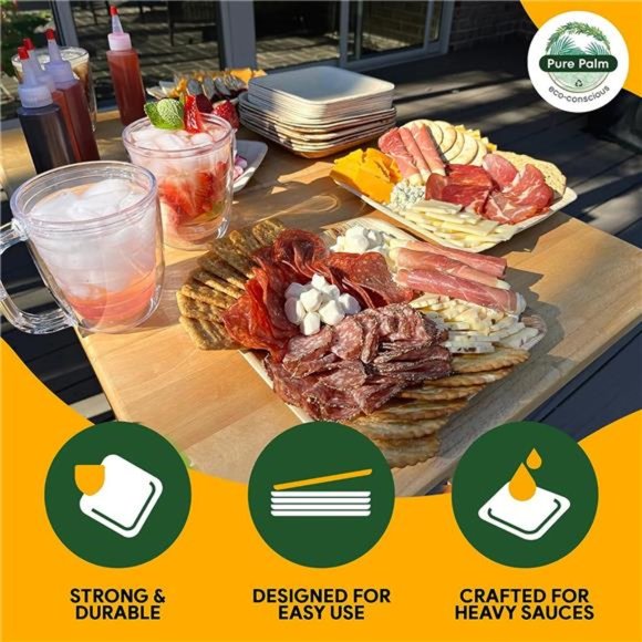 10 in Party Plates Palm Leaf Plates Biodegradable Plates 25 pc Nice Compostable - Picture 2 of 7